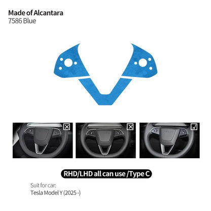 Made of Alcantara For Tesla Model 3 (2024-)/Model Y (2025-) Steering Wheel Trim Frame Sticker Car Interior Tuning Accessories