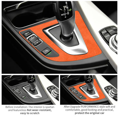 For BMW F30 F34 F36 Gear Shift Control Panel Trim Frame Decorative Sticker Made of Alcantara Car Interior Tuning Accessories