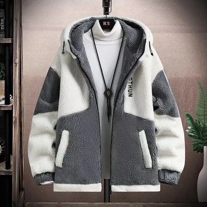 Winter New 2023 Sheepskin Fleece down Cotton Jacket Loose Fit Hooded Large Size Youth Warm Couple Style Outerwear Coat