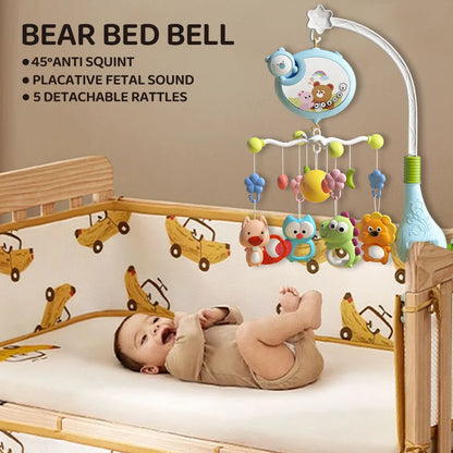 Musical Baby Crib Mobile with Projector Remote Control Night Light Sensory Hanging Toy for Newborns Infant Stroller