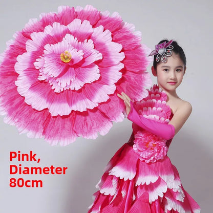 Dance Art Elegant Peony Flower Umbrella Fiber Umbrella Opening Dance Stage Performance Costume Props National Costume Stage Wear