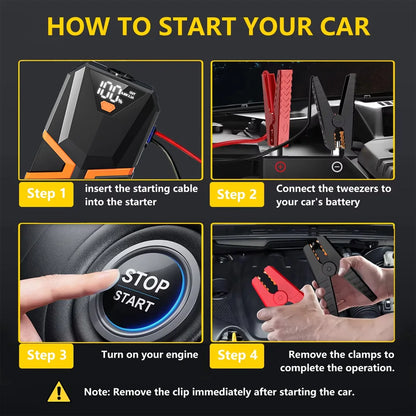 Portable 1000A Car Jump Starter & Air Compressor, Digital Tire Inflator, Emergency Power Bank with LED Flashlight for Vehicle