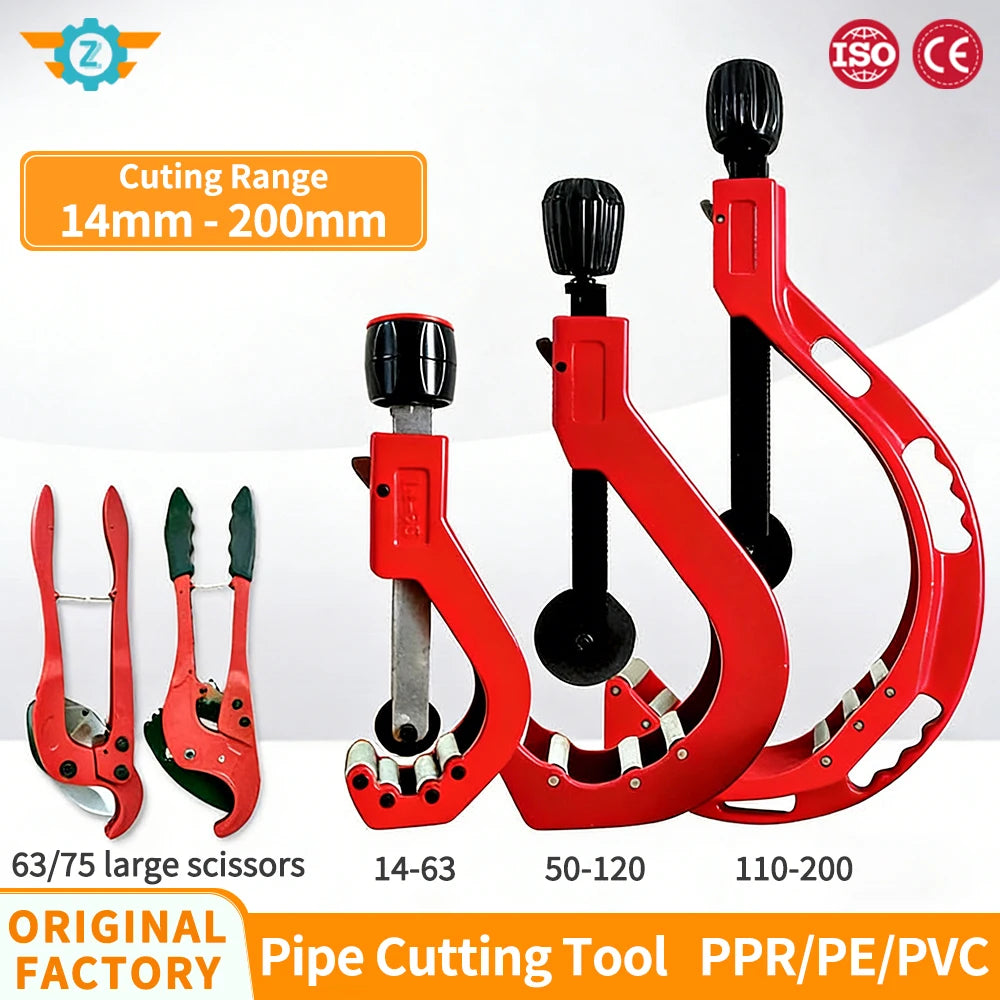 Metal Scissor 14mm-200mm PVC PP PE Bearing Copper Tube Plumbing Cutting Tool Roller Type Stainless Steel Manual Tube Cutter