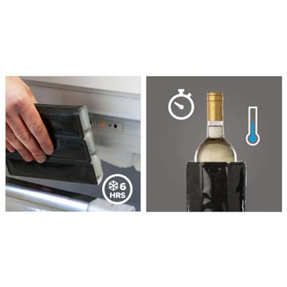 Wine Cooler Hexo Graphite Modern Active Wine Bottle Chiller with Removable Cooling Sleeve Geometric Design Reusable, Ice-Free C