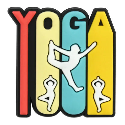 26-100Pcs I Love Yoga Sports PVC Shoe Charms Yoga Postures Woman Sandals Buckle Accessories For Birthday Gifts