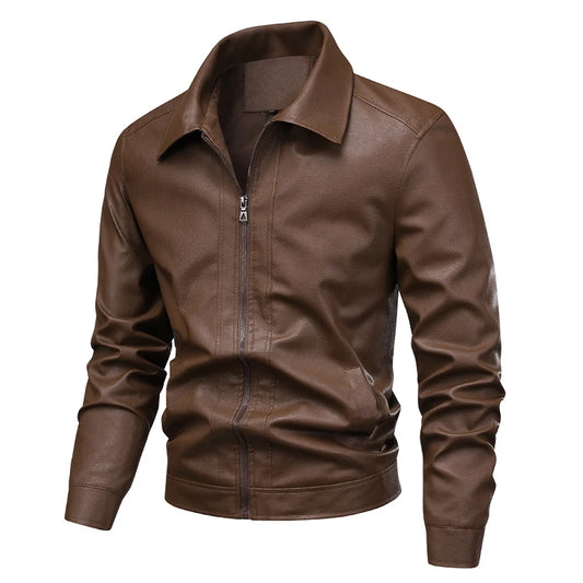 Men Faux Leather Jacket Autumn Winter Biker Jackets Fashion Black Motorcycle Leather Coat Outwear Casual Streetwear Windbreaker