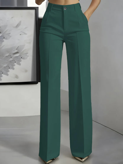 New 2025 Women's High-Waisted Draped Straight-Cut Suit Pants Simple European American Cross-Border Fashion for Women
