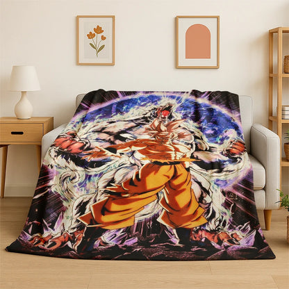 Dragon Ball Z Goku All Character Print Flannel Blanket for Sofa Soft Cozy Throw Blanket for Couch Bed Living Room Anime Fan Gift