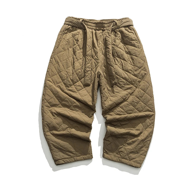 2024 Winter Thickened Cotton Padded Pants Men Casual Warm Trousers Ankle Length Pants Sportwear Solid Drawstring Sweatpants Man