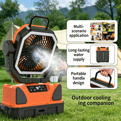 30000mAh Outdoor 6L Water Tank Spray Camping Fan with Remote Control Lighting 4 Gears Speed for Fishing Portable Electric Fan