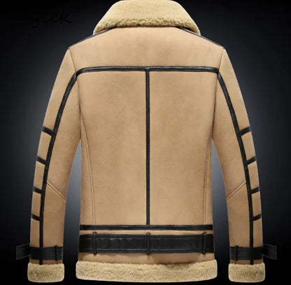 Tcyeek Real Leather Jacket Men Winter Clothes Natural Sheepskin Fur Mens Coats Warm Lamb Wool Motocycle Jackets Куртка Мужская