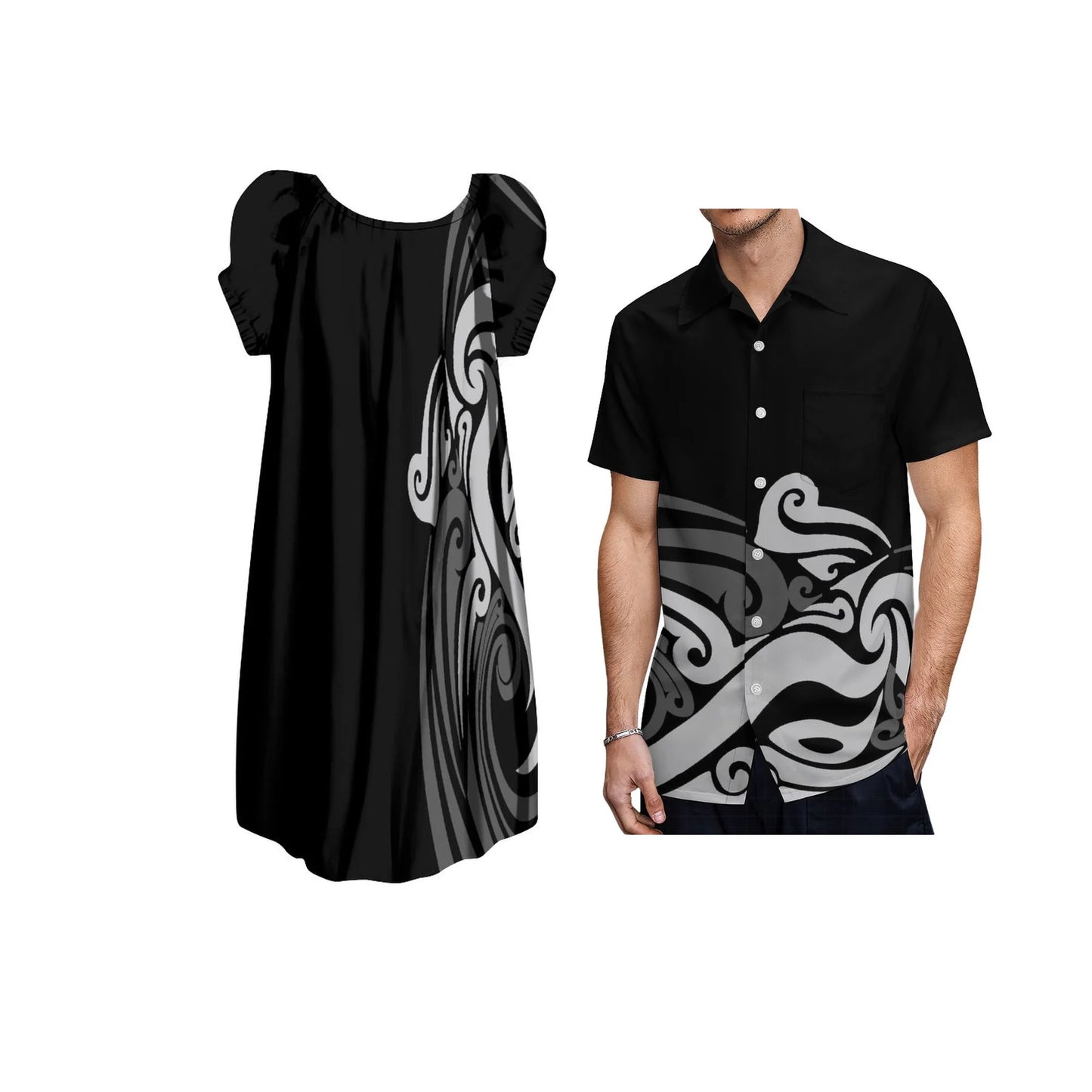 New Design Customize Polynesian Print Micronesian Loose Casual puffy dress Plus Size Women Clothing