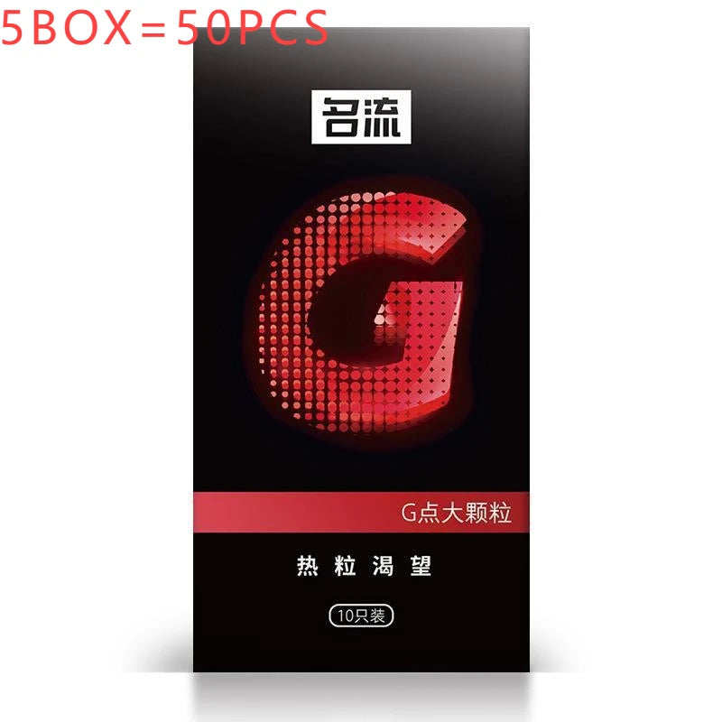 50pcs Large Particle G-spot Stimulation Condom Super Tight Delay Penis Sleeves for Man Double Lubrication Adult Sexual Products