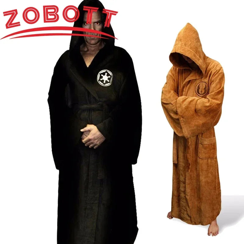 Movie Jedi Knight Cosplay Costume Pajamas Winter Lovers Bathrobe Kigurumi Flannel Adult Unisex Clothing Mens Bath Robes Homewear