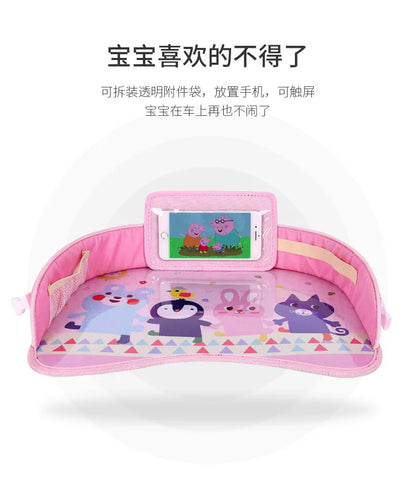Kids Travel Tray Car Seat Activity and Play Tray Organizer for Children and Toddlers Lap Desk with Tablet Phone Holder Foldable