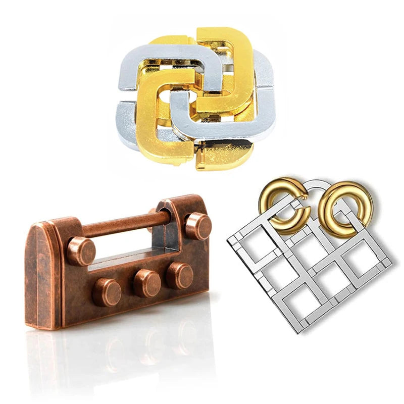 Magic Baffling Metal Brain Teaser Puzzle Set 3PCS Disentanglement Educational Toys Adults Kids Funny Gifts Juegos De Ingenio