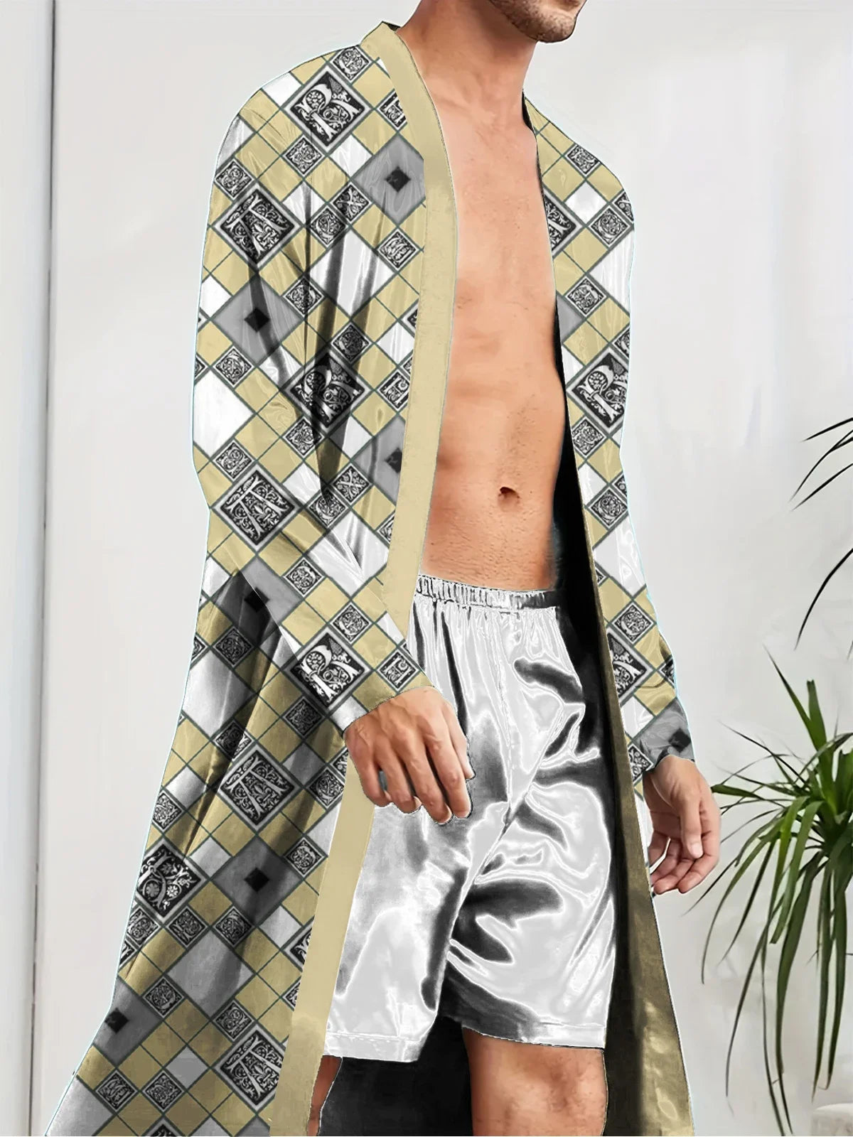 Men's Robe 2025 Autumn New Men Nightgown Sleepwear Home Nightgown Thin Skin Friendly 3D Printed Luxury Bathrobe Long Sleepwear