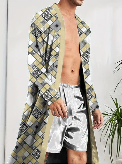 Men's Robe 2025 Autumn New Men Nightgown Sleepwear Home Nightgown Thin Skin Friendly 3D Printed Luxury Bathrobe Long Sleepwear