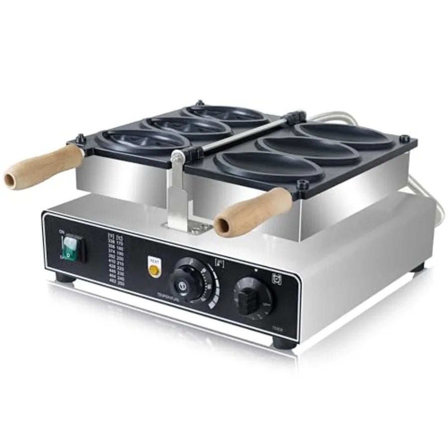 Commercial Non-Stick Abalone Shape Waffle Machine 3 PCS Electric Sausage Grill Baking Machine 1600W 110V 5 min/batch