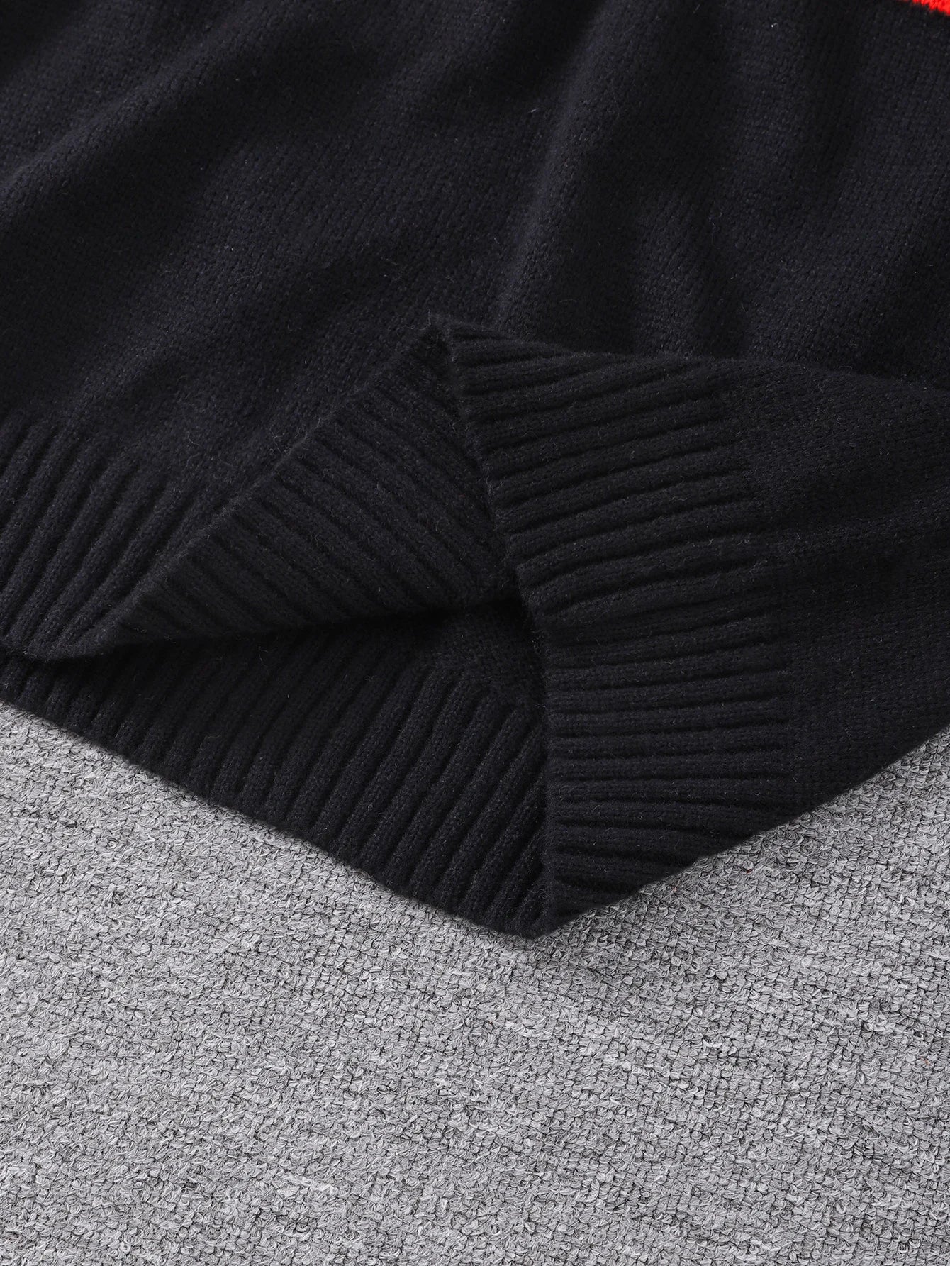 New Popular Autumn American Pattern Pullover Sweater Casual Round Neck Knitted Men's Pullover