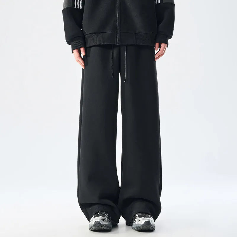DUKEEN Men’s 400g Heavyweight Straight-Leg Sweatpants Cotton Blend Wide Fit Casual Sports Pants for Spring Autumn