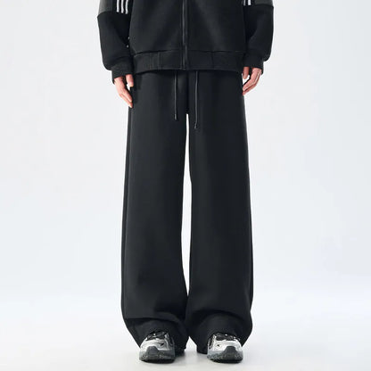 DUKEEN Men’s 400g Heavyweight Straight-Leg Sweatpants Cotton Blend Wide Fit Casual Sports Pants for Spring Autumn