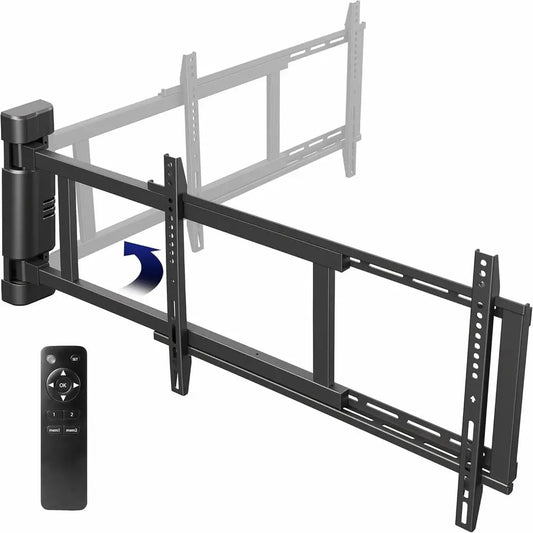Steel Low Profile Electric TV Wall Mount for 32 to 75 inch LCD LED Plasma Screens, Motorized Swing TV Bracket with 90 Degree Swi