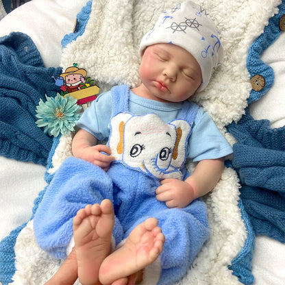 Handmade 50CM Silicone Reborn Baby Sleeping Loulou Lifelike Skin Details 1:1 Weight Real Touch Early Education Play Doll