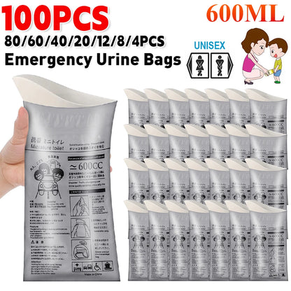 100-4Pcs Emergency Urine Bags Disposable Outdoor Travel Mini Mobile Toilet Portable Urinal Bag for Female Baby Male Vomiting Bag
