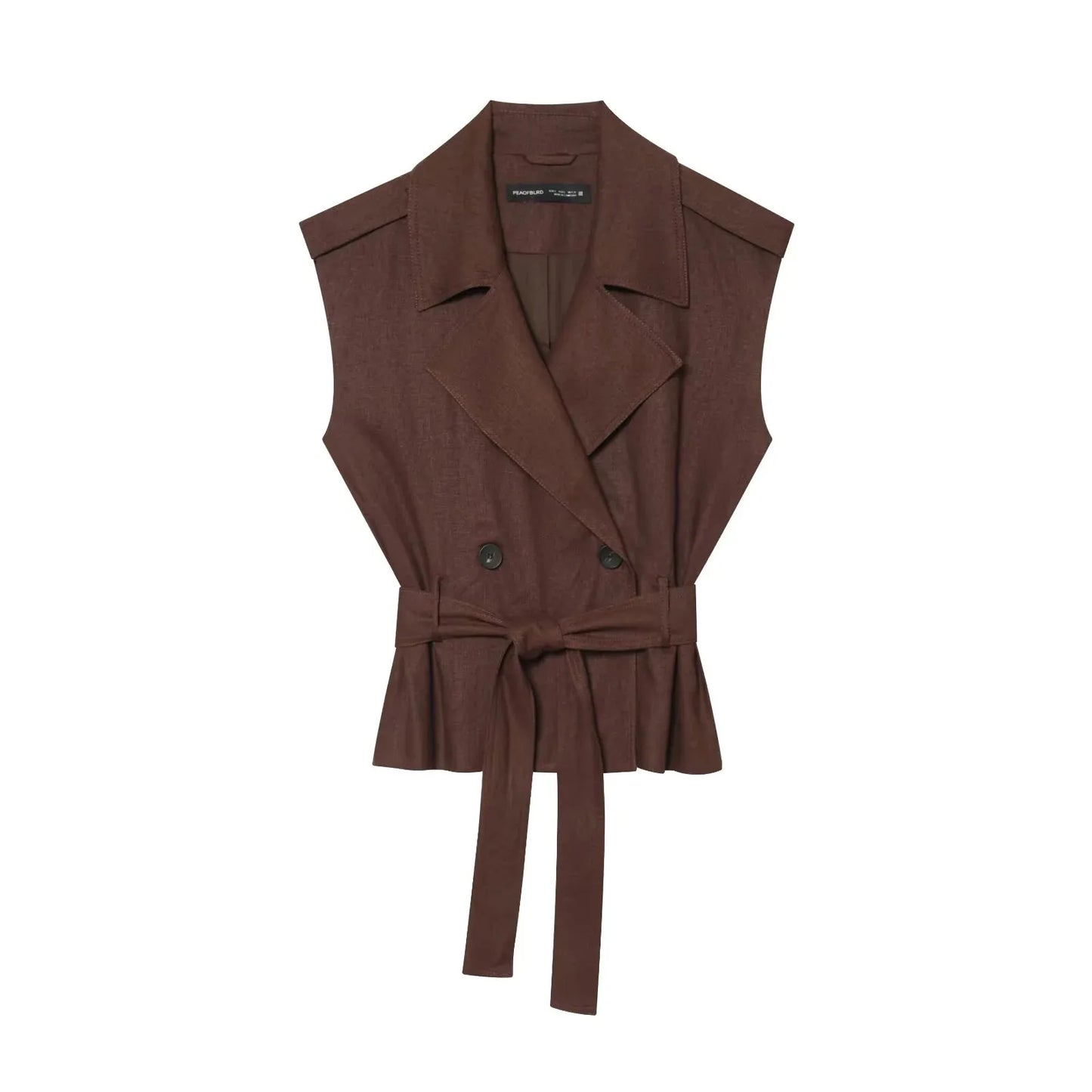 European and American style 2026 summer new style double-breasted vest with belt and elastic waist casual shorts suit