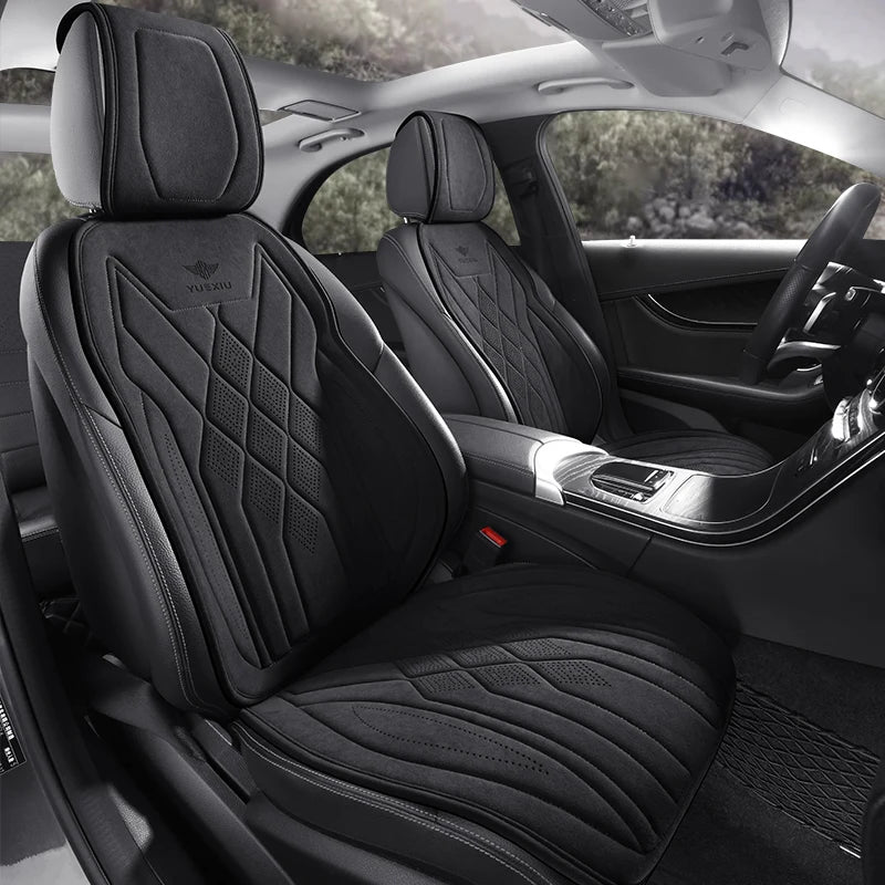 Perforated Suede Seat Cover Universal Four Seasons Cars Seats Covers Breathable Seat Non-slip Luxury Car Rams Latex Seat Cover