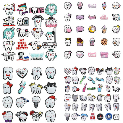 16-100pcs Series of Dental Care Shoe Charms For Sandals,Shoe Decoration Accessories Shoe Pins Great Gift For Men Women