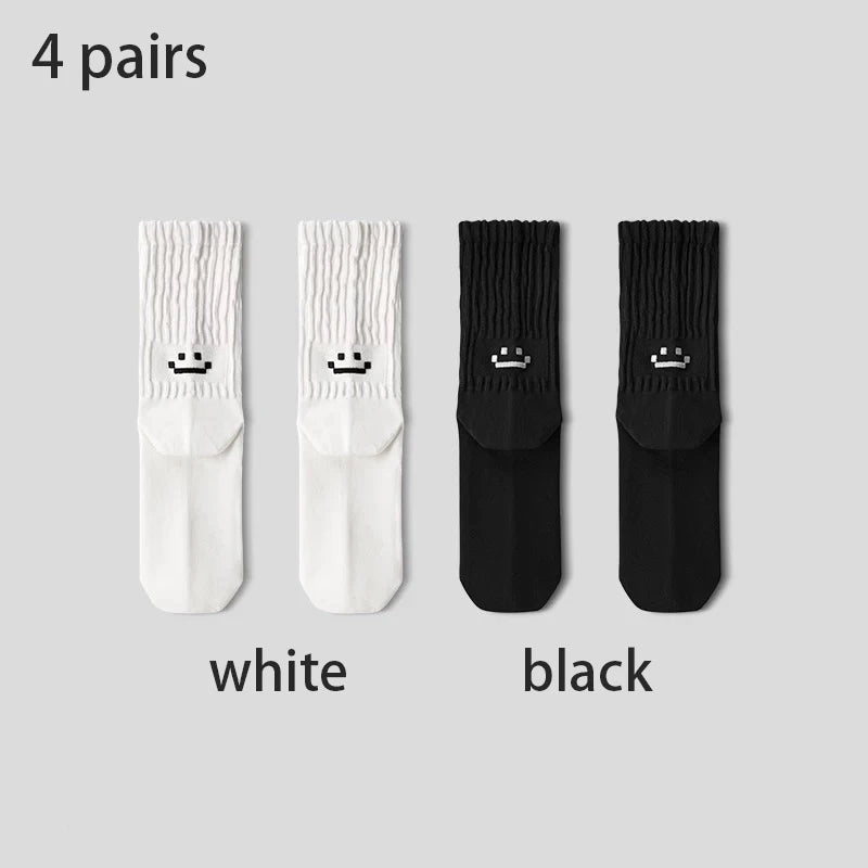 1/5 Pairs Men's Cotton Crew Socks Cushioned Breathable Long Socks Work Casual Running Cycling Athletic Socks