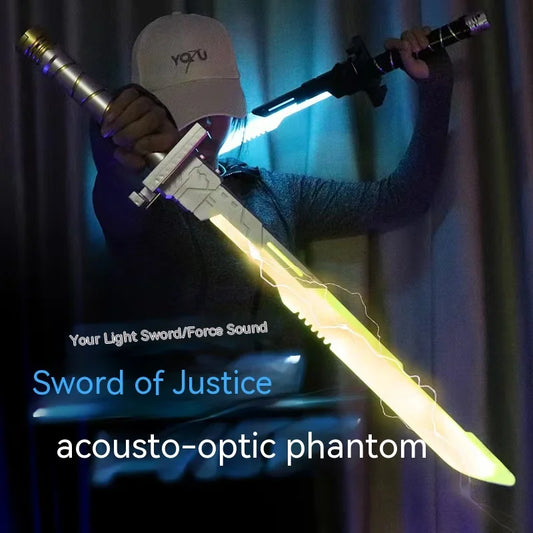 Cyberpunk 71cm Electronic Toy Luminous 2 in 1 Lightsaber Cosplay with Sound Effects Colorful Lights Electric Toy for Kid Adult