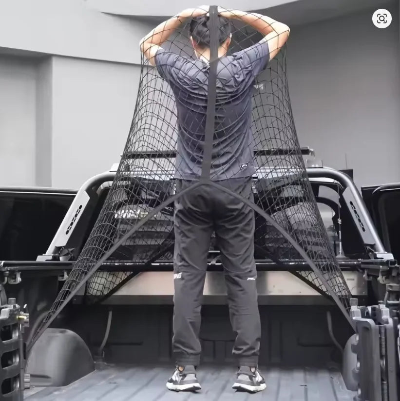 Universal Truck Bed Net Elastic Cargo Mesh Polyester Tailgate Organizer Multi Purpose Light Load Secure Transport Easy Install