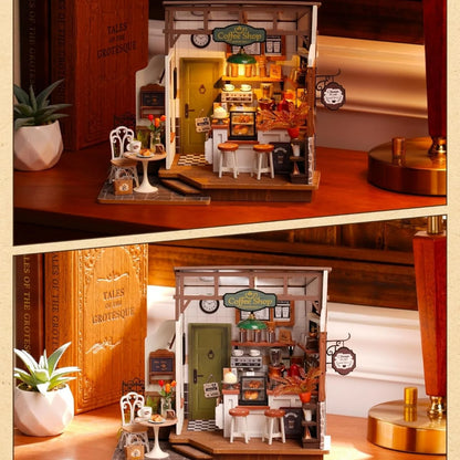 Rolife DIY Miniature House Kit Flavory Café 3D Puzzle Dollhouse Building Model Kit with LED for Desk Decor Gift for Adult Friend