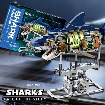 DIY Mechanical Technical Shark Building Blocks Creative Ocean Series Decorations Model Boys Children Christmas Birthday Gifts