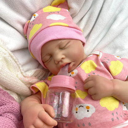 50cm Open Mouth Doll Soft Lifelike Silicone Reborn Baby Girl/Boy Loulou Waterproof Baby 3D Skin Doll Gift for Dementia Patients