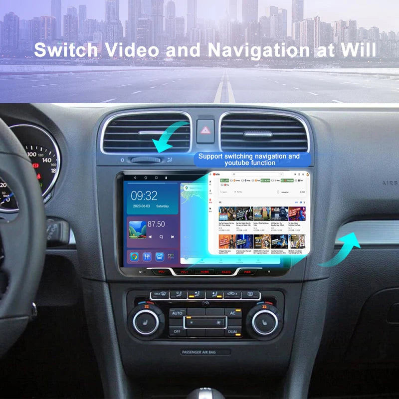 9" 4GB+64GB For VW Scirocco 2008-2015 Car Radio 2DIN Google Map Head Unit GPS Android Auto Stereo Steering Wheel Control