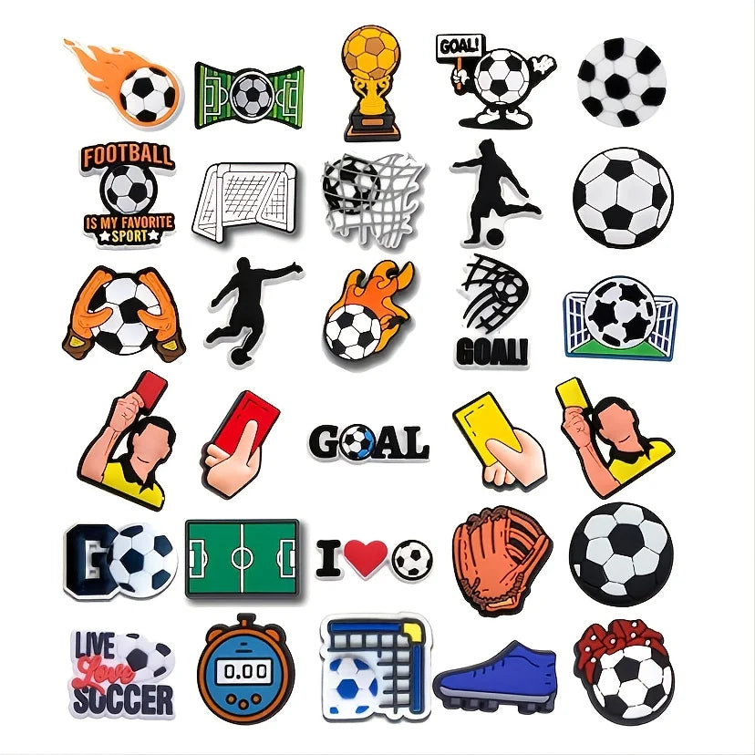 30/49Pcs Sports Ball Shoe Charms Soccer Clog Decorations for Adults PVC Accessories for Women Men