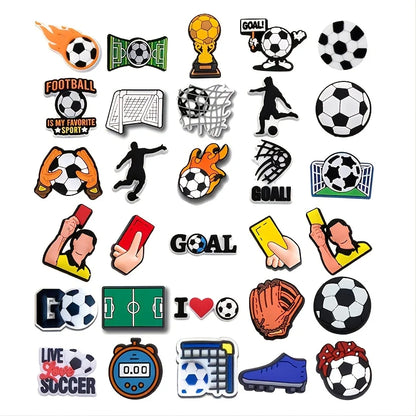 30/49Pcs Sports Ball Shoe Charms Soccer Clog Decorations for Adults PVC Accessories for Women Men
