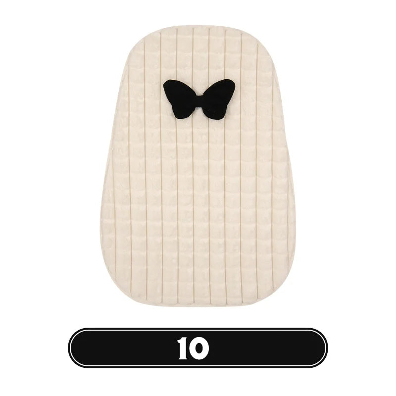 Bowknot Women's Car Seat Cover Winter Plush Warm Girl Cute Car Cushion Pink Bow Headrest Waist Car Interior Accessories