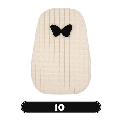 Bowknot Women's Car Seat Cover Winter Plush Warm Girl Cute Car Cushion Pink Bow Headrest Waist Car Interior Accessories