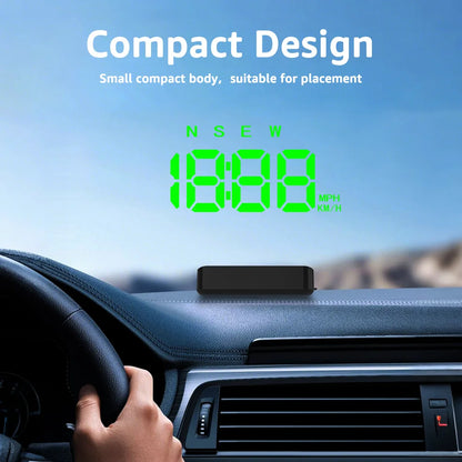 KWHUD Head-up Display Car HUD GPS Speedometer with Time Compass Display, Over-speed Alarm KM/H & MPH Car Electronics Accessories