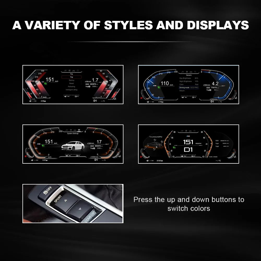 LCD Dashboard for BMW E90 E70 E71 E60 E81 E87 F10 F20 F30 F32 F06 E84 F48 E83 F25 F26 F15 Speedometer Digital Display Cluster