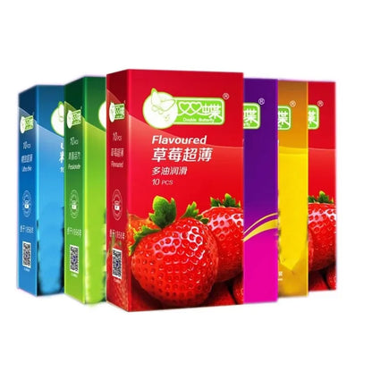 10pcs Fruit Flavor Ultra Thin Condoms Adults Toys For Men 18+ Extra Lubricated Penis Sleeve Male Delay Enhancement Sex Products