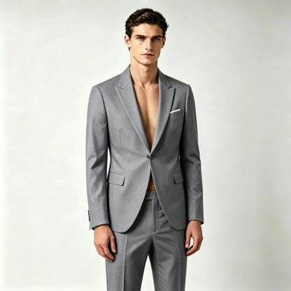 Men's Suit Lightweight Wedding Eegant 2 Piece Set Solid Color Formal Business Blazer Pants Classic Tuxedo for Party Groomsmen