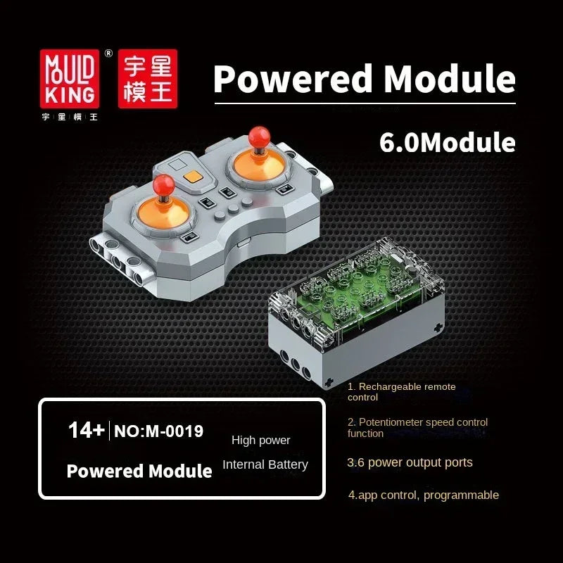 Mould King 6.0 Fast Charging Power Set Module 6-Channel APP Linear Motor Remote Control for Building Blocks PF MOC Vehicles