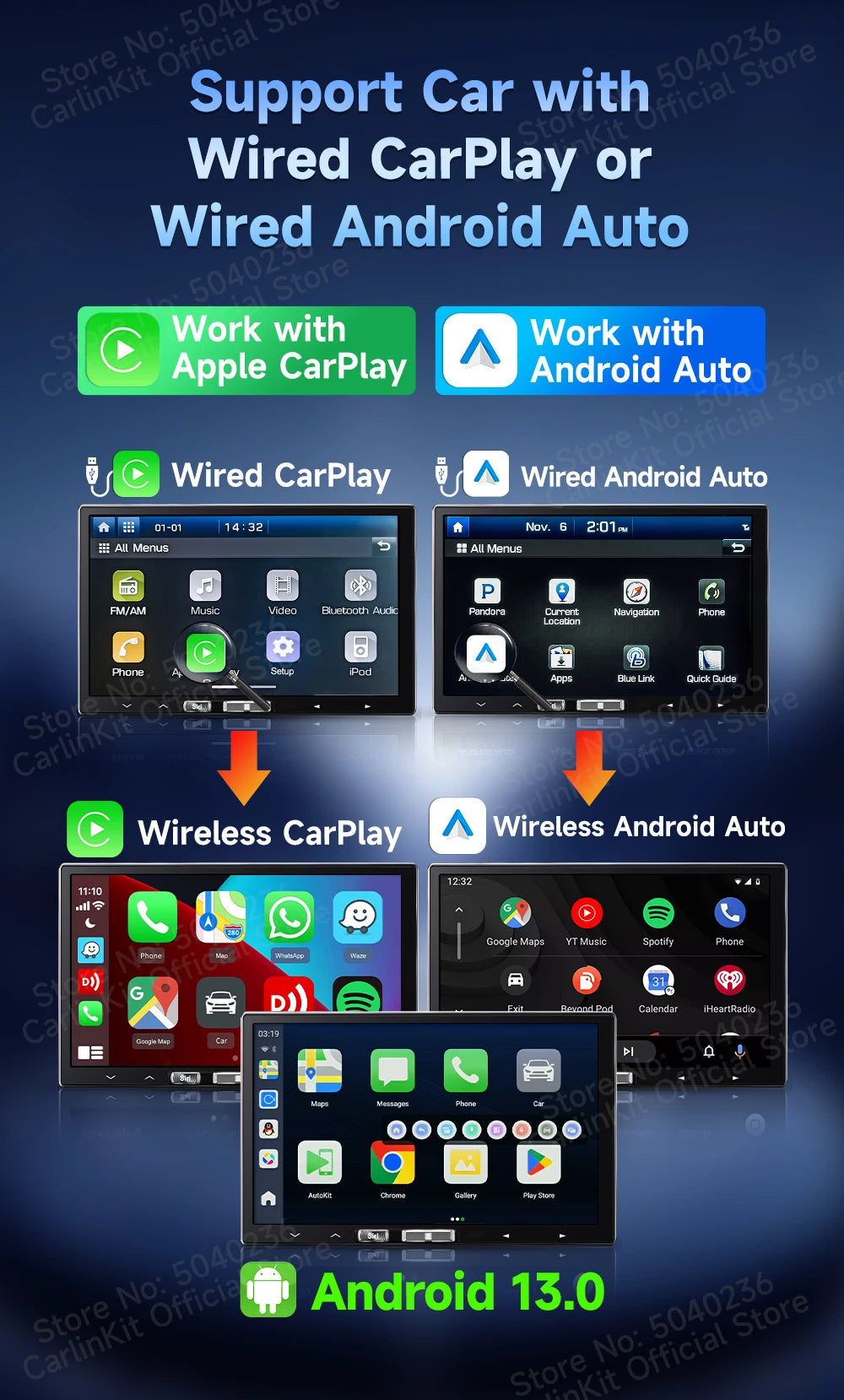 2026 New CarlinKit Android 13 CarPlay AI Box HDMI Wireless CarPlay Android Auto TV Video Box Qualcomm SDM660 8-Core Split Screen