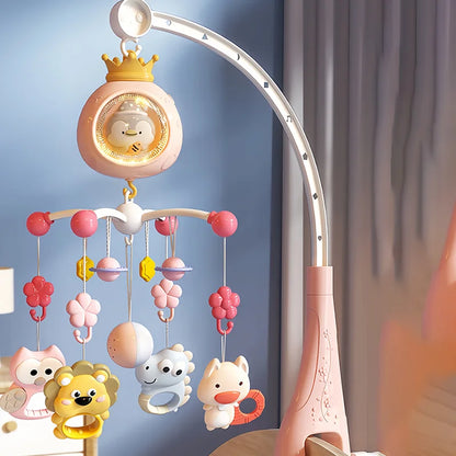 360° Penguin Musical Projection Baby Crib Mobile Rotating Soft Light Bed Bell Toy Four Speed Timming Infant Rattle Bedside Gift